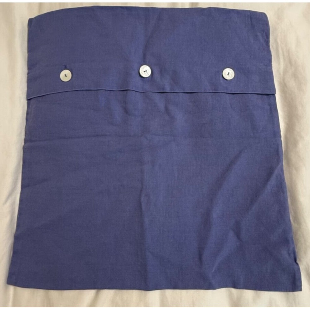 Pottery Barn 100% Linen Shams Purple White Shell Like Buttons 19"x20"